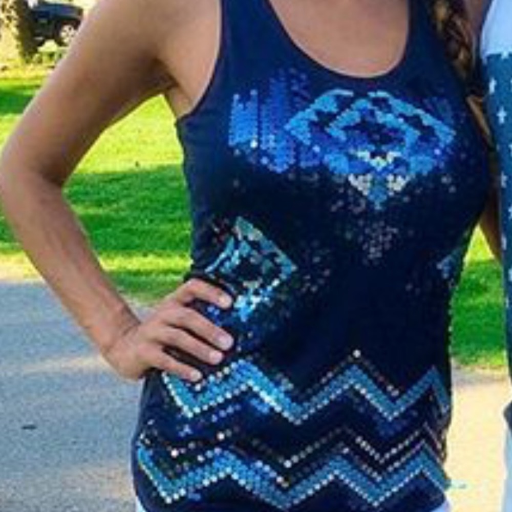 ☀️3/$12 Navy Blue Sequin Racerback Top